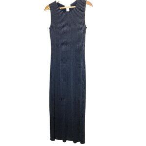 Es Se Slip Dress M Nylon Stretch Blue White Polka Dot Sleeveless Stretch